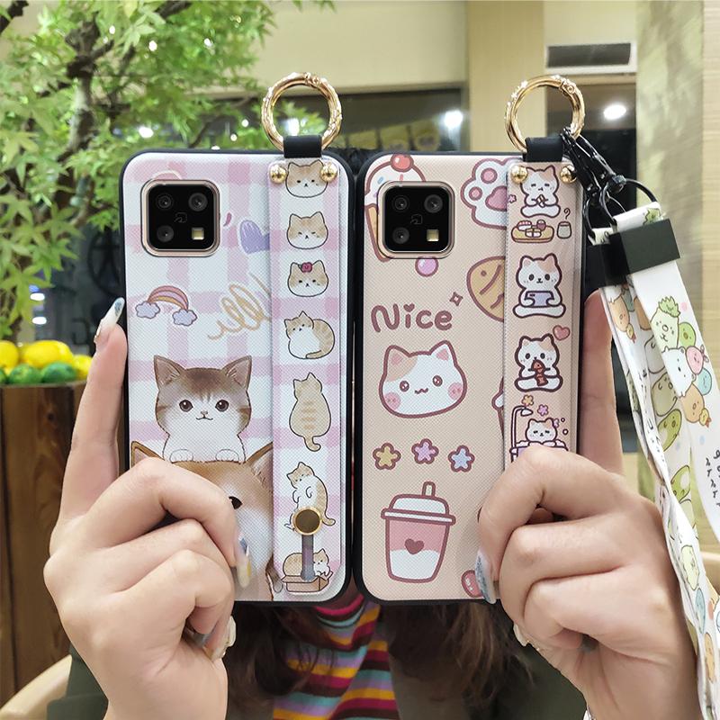 Wristband Soft Case Phone Case For Sharp Aquos Sense4 4G/Sense 5G Wrist Strap Fashion Design Back Cover Cute Durable