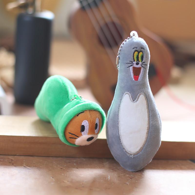 Adorable Cute Cat And Mouse Plush Toy Keychain Soft Jerry Tom Bag Charm