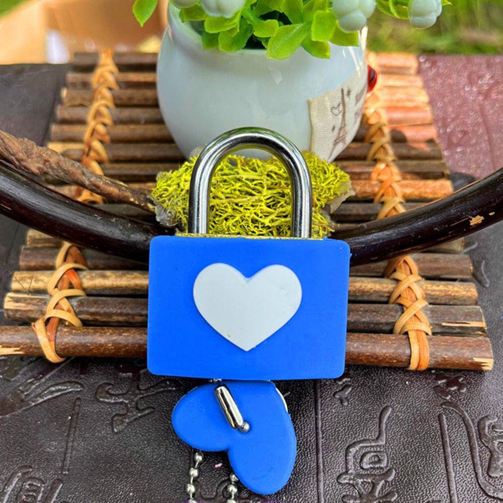 Colorful Heart-shaped Lock Anti-theft Rubber Sleeve Padlock Travel Luggage Suitcase Zipper Lock Portable Drawer Diary Lock