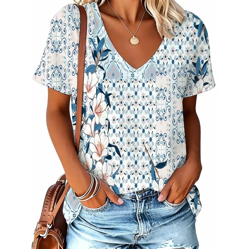 3D printed V-neck T-shirt for women S