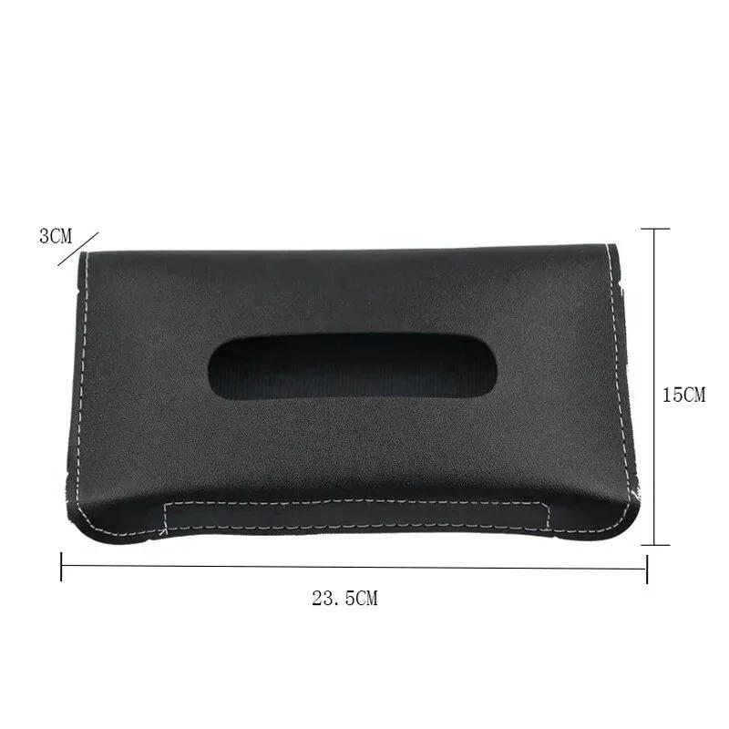 

1PC Elegant PU Leather Sun Visor Tissue Box Holder - Easy-to-Install Car Interior Storage Accessory