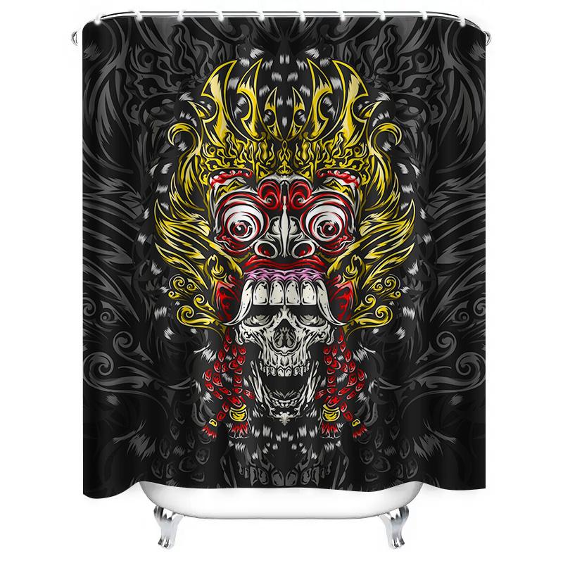 Tuniu Chinese Monster Scary Shower Curtain For Bathroom Unique Skull Art Decoration Waterproof 150X180Cm
