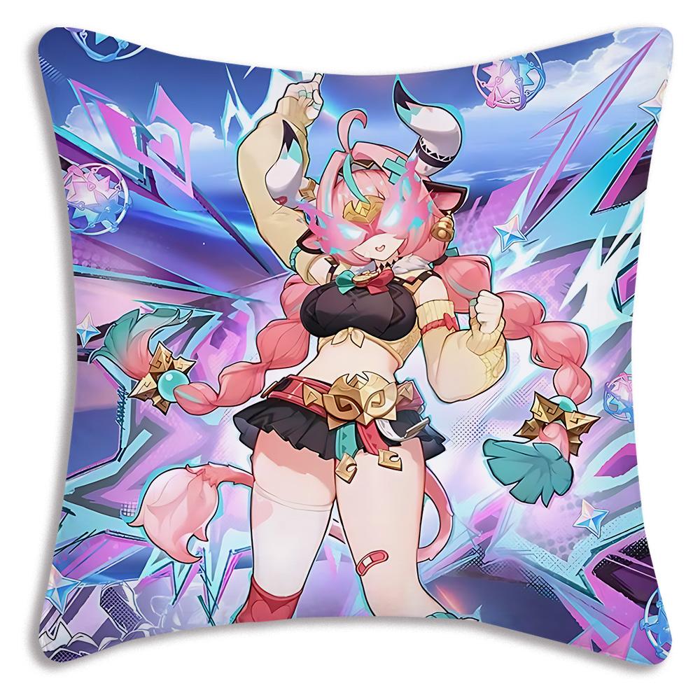 Hot Anime Genshin For V-Varesa Pillow Covers Cartoon Sofa Decorative Home Double-sided Printing Short Plush Cute Cushion Cover