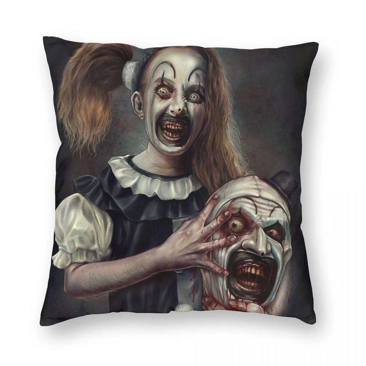 Terrifier The Little Pale Girl Square Pillowcase Polyester Linen Velvet Printed Zip Decor Home Cushion Cover 30x30cm