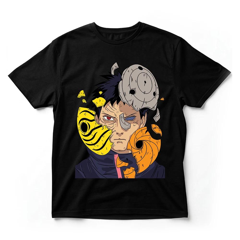 Naruto Obito Uchiha Tobi TShirt Mask Sharingan Akatsuki Anime Graphic Tee Black S