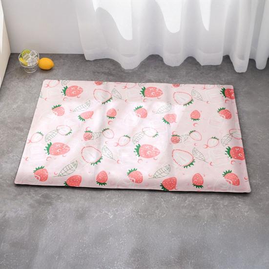 Pet Cooling Pad Strawberry Pattern Self Cooling Pet Bed for Cats And Small Dogs Summer Pet Mat for Kennel Crates Sofa Floor