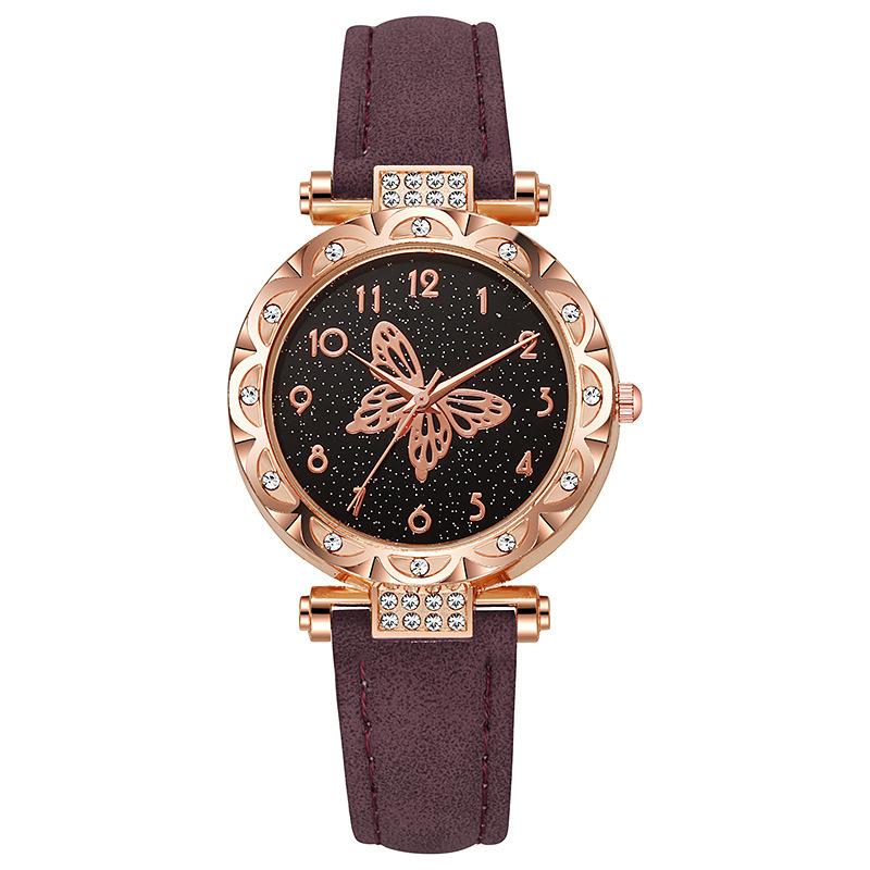 

New Fashion Watch Women s Fashion Simple Butterfly Quartz Watch фиолетовый