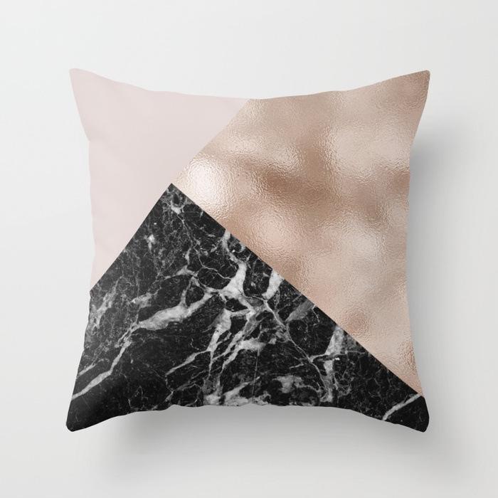 Fashionable and Simple Geometric Golden Peach Leather Velvet Pillow Case Car Sofa Cushion Pillow Backrest Lazy Man