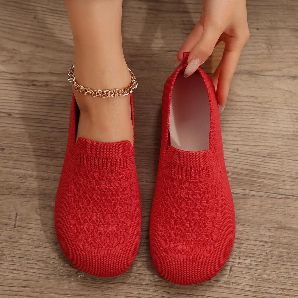 Women's Pointed Toe Flat Shoes Solid Color Knitted Slip on Shoes Casual Breathable Ballet Flats Women Flat Shoes Loafers Women