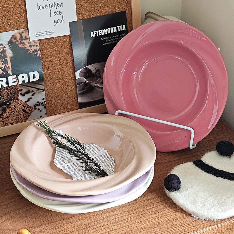 Talerz o wysokiej wartości w stylu ins, prosty, z kolorowym szkliwem, ceramiczny, gospodarstwo domowe, wysokiej klasy, na warzywa, makaron