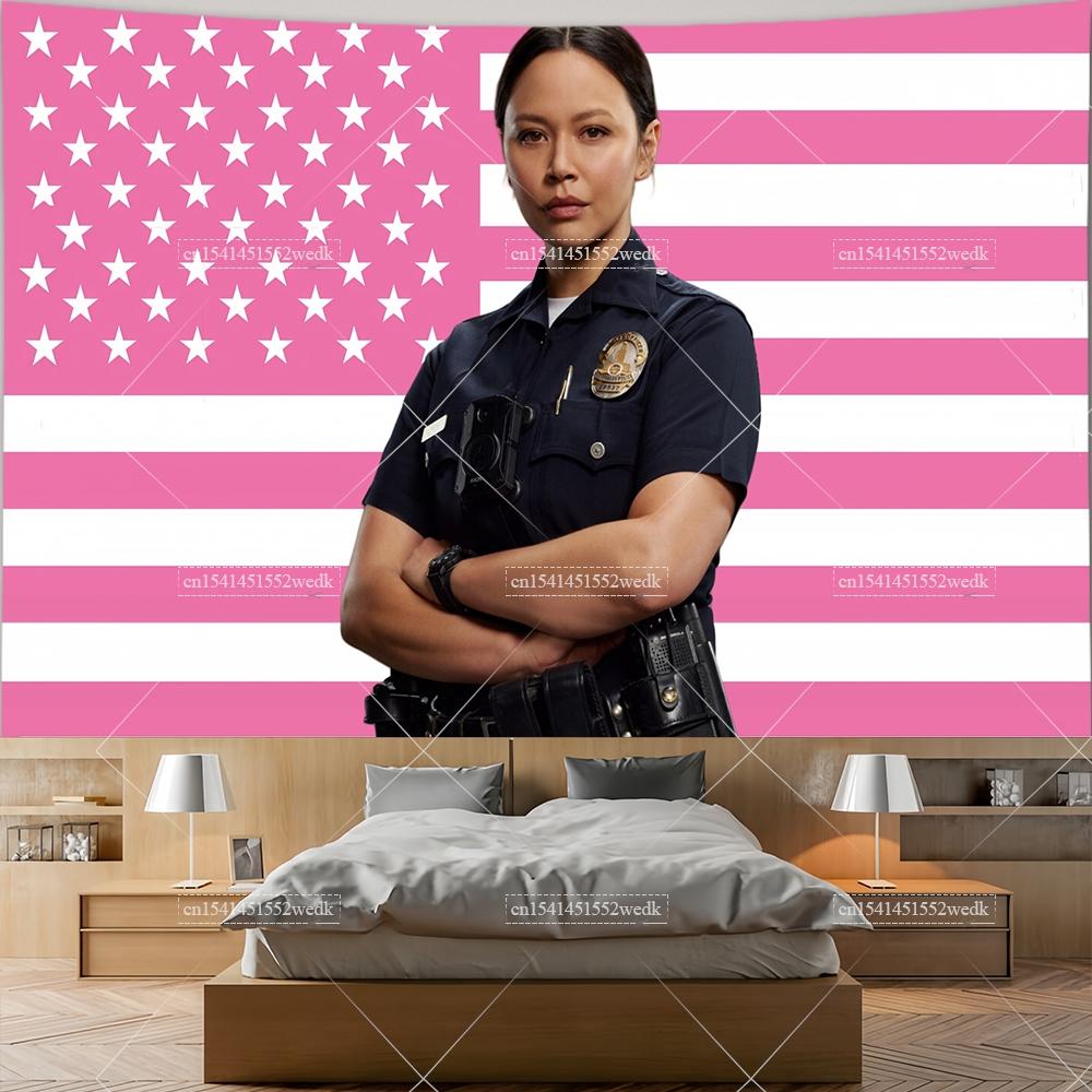 Tim Brad Ford Pink American Flag Lucy Chen The Rookie Tapestry Decor Home Decoration College Dorm Wallpaper Background Cloths