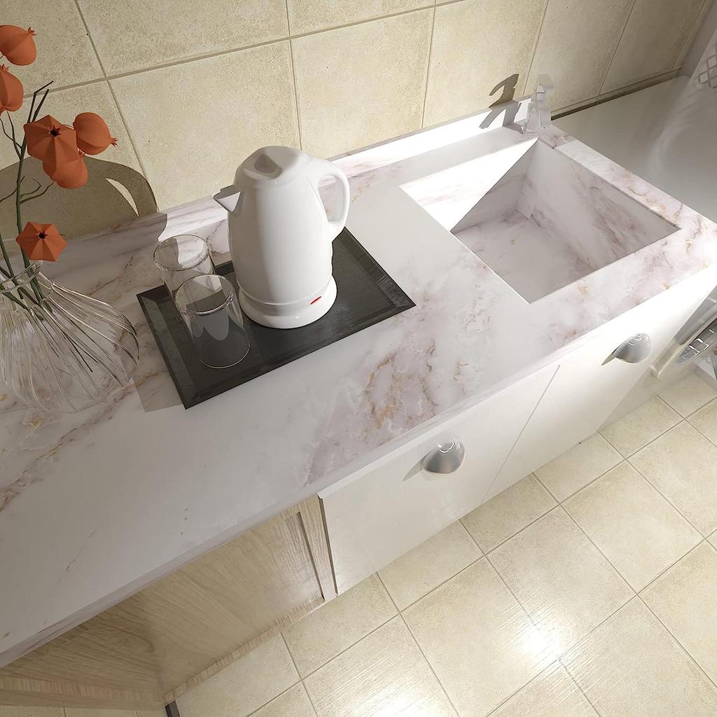 Dicke Matte Marmor Selbstklebende Granit Wandverkleidung Vinylfolienrolle Wandaufkleber Wasserabweisend Für Küche Dekorative Wohnkultur