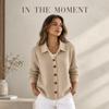 Western Standard Size Women'S Autumn Winter Premium Elegant Casual Soft Pullover Lapel Cardigan Sweater Women