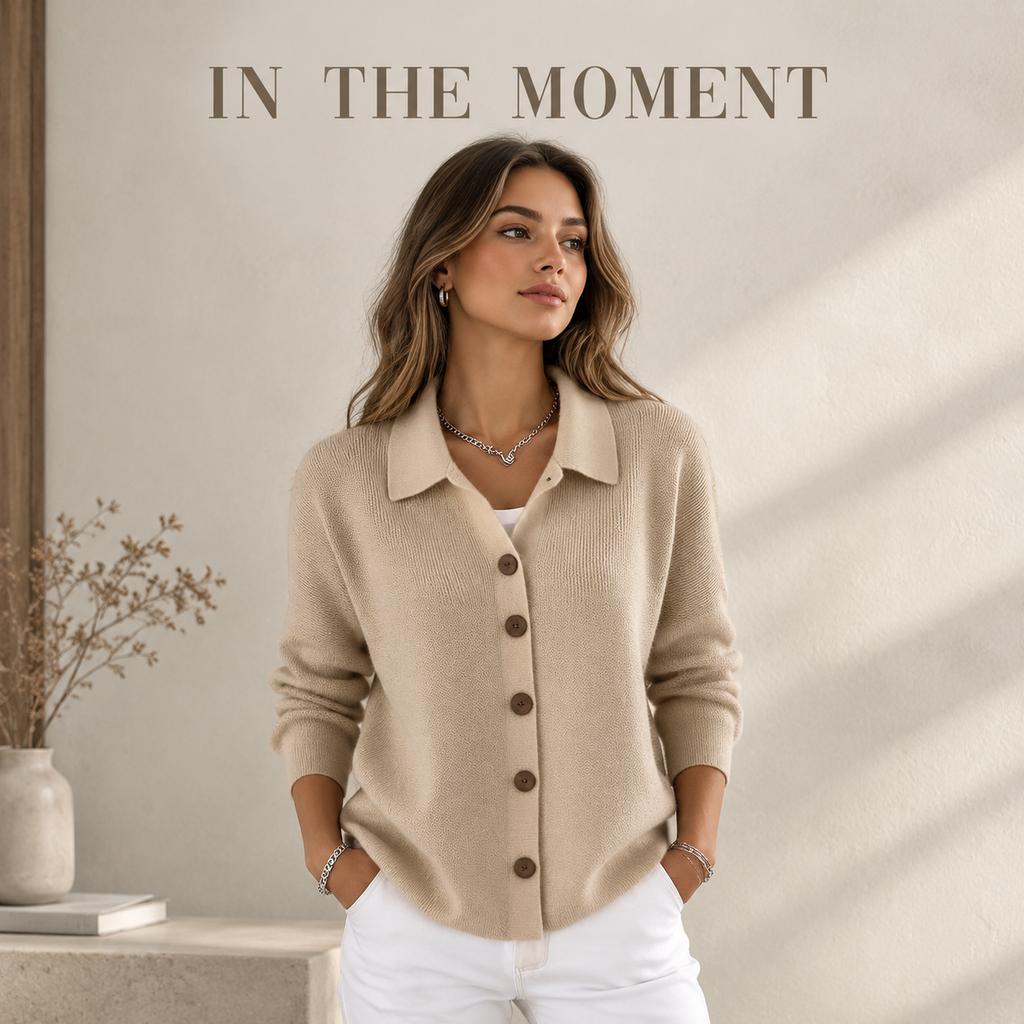 Western Standard Size Women'S Autumn Winter Premium Elegant Casual Soft Pullover Lapel Cardigan Sweater Women