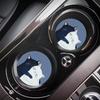 2PCS Blue Hug Cat Car Cup Mat Stand Anti Slip Mat Bottle Stand Cup Stand Car Interior Anti Slip Cup Stand