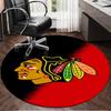 1PC Chicago Hockey Round Rug, Non-slip Chair Mat, Home Decor, Circle Carpet Perfect for Office, Bedroom, Living Room,Christmas gift