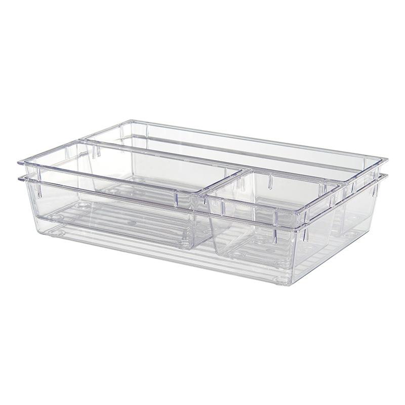

4PCS Clear Plastic Drawer Organizers Set, 4 Size Bathroom Vanity Drawer Organizer Trays Storage Box for Makeup, Bedroom Kitchen