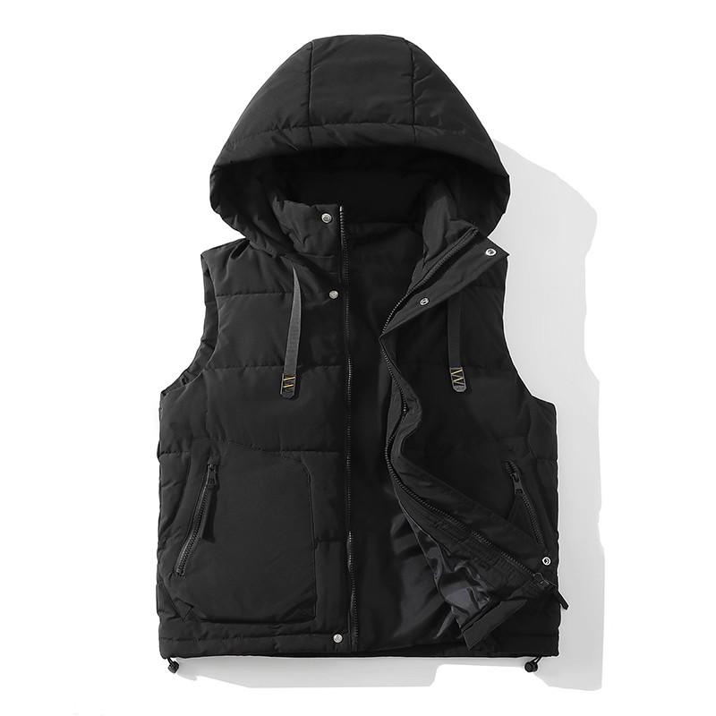 

Осень Зима Верхняя одежда Жилеты Мужской Хлопковый Утепленный Теплый Жилет с Капюшоном Мужской M чёрный