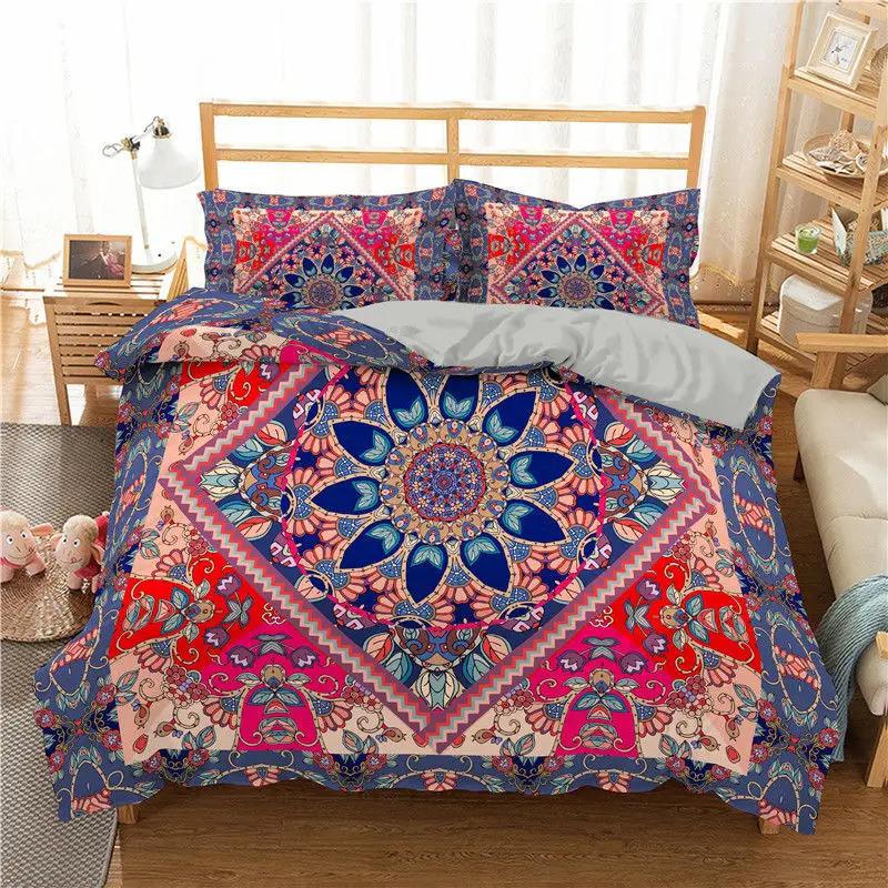 Soft Mandala Duvet Cover Set Bohemian Geometric Floral Bedding Set Microfiber Twin Full Queen King Quilt Cover For Bedroom Decor