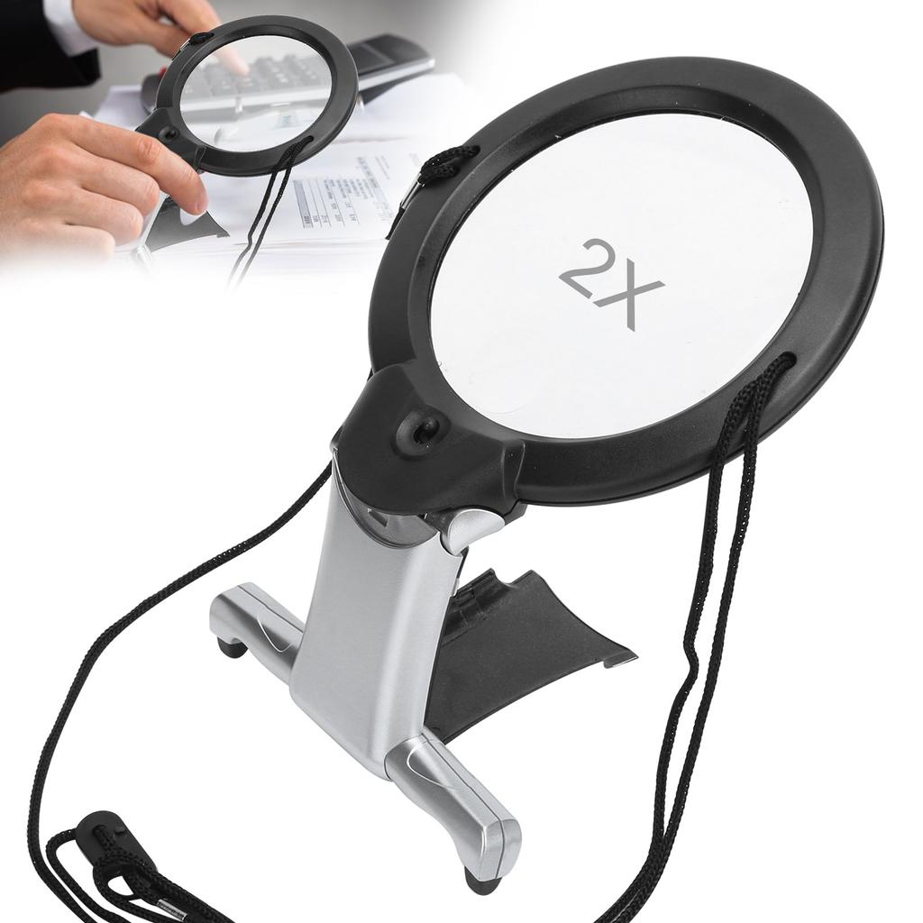 26X Dual LED Reading Magnifier Handheld Neck Wearing MultiFunction Table Working Magnifying Glass