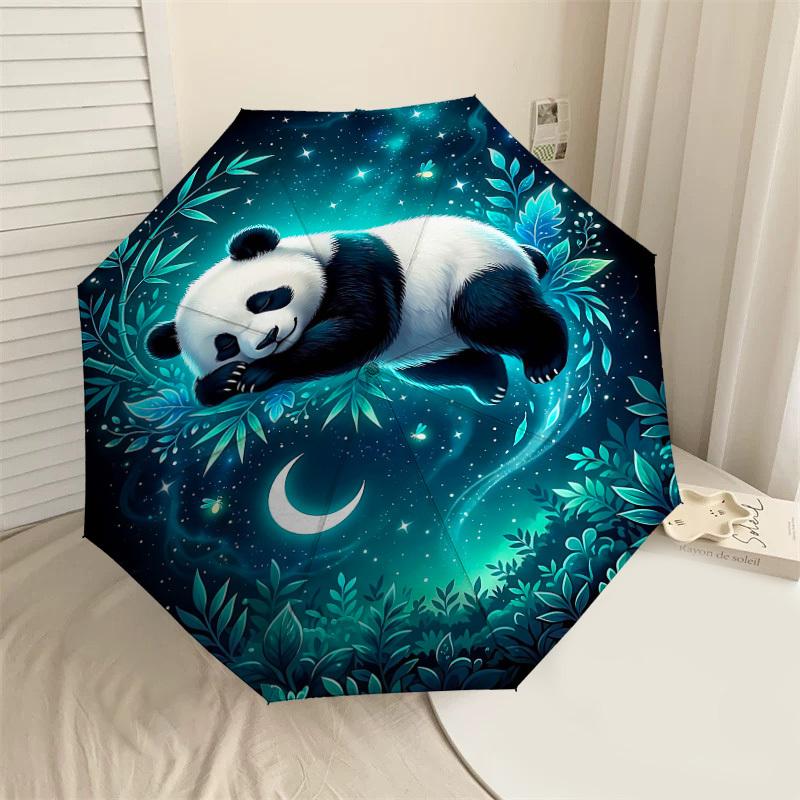 

1PC Panda Night Umbrella-8-Rib Reinforced Portable Folding Travel Suitable for All Seasons Outdoor Daily Use Is an Ideal Choice -K0355