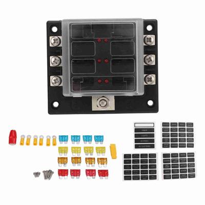Universal Fuse Holder Electrical Fuse Box 6 Way Fuse Block 10‑32V with Waterproof Cover for Car Boat RV