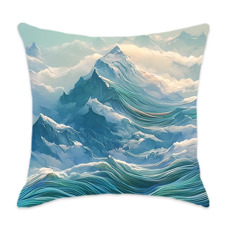 Comfortable Cyan Mountain Series Cushion for Car, Home, Bedroom, and Bedside