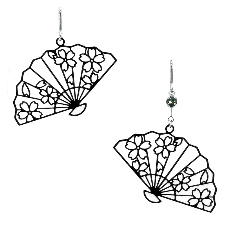 

[Jewelry Shop M] ladies earrings hook Japanese pattern cherry blossoms asymmetry accessories Compatible with metal allergies made in Japan acc26 P fan