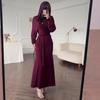 2025 Summer Long Sleeve Tie Waist Hijab Dress with Cape