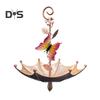 Hanging Birds Feeder for Outdoors Umbrella Shaped Birds Feeder Tray with Dragonfly/Butterfly/Honeybee Metal Wild Birds Bath for Garden Backyard Decor
