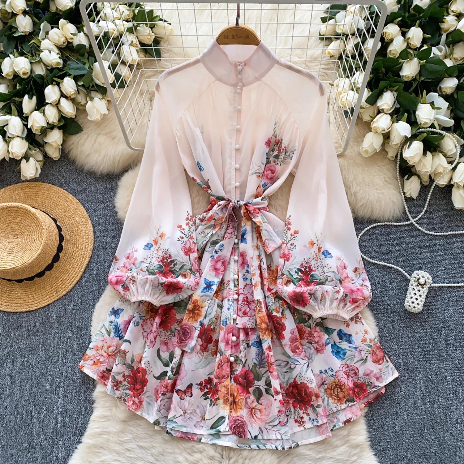 

Весна Франция Элегантное Винтажное Дворцовое Вечернее Платье Женщины Принт Пояса Пуговица Короткое Платье для Вечеринки Женская Повседневная Фестивальная Одежда XXL абрикосовый