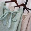 Design Sense Back Bow Tie Lazy Style Loose and Thin Knitted Sweater Top Autumn New Sweater Pullover Woman