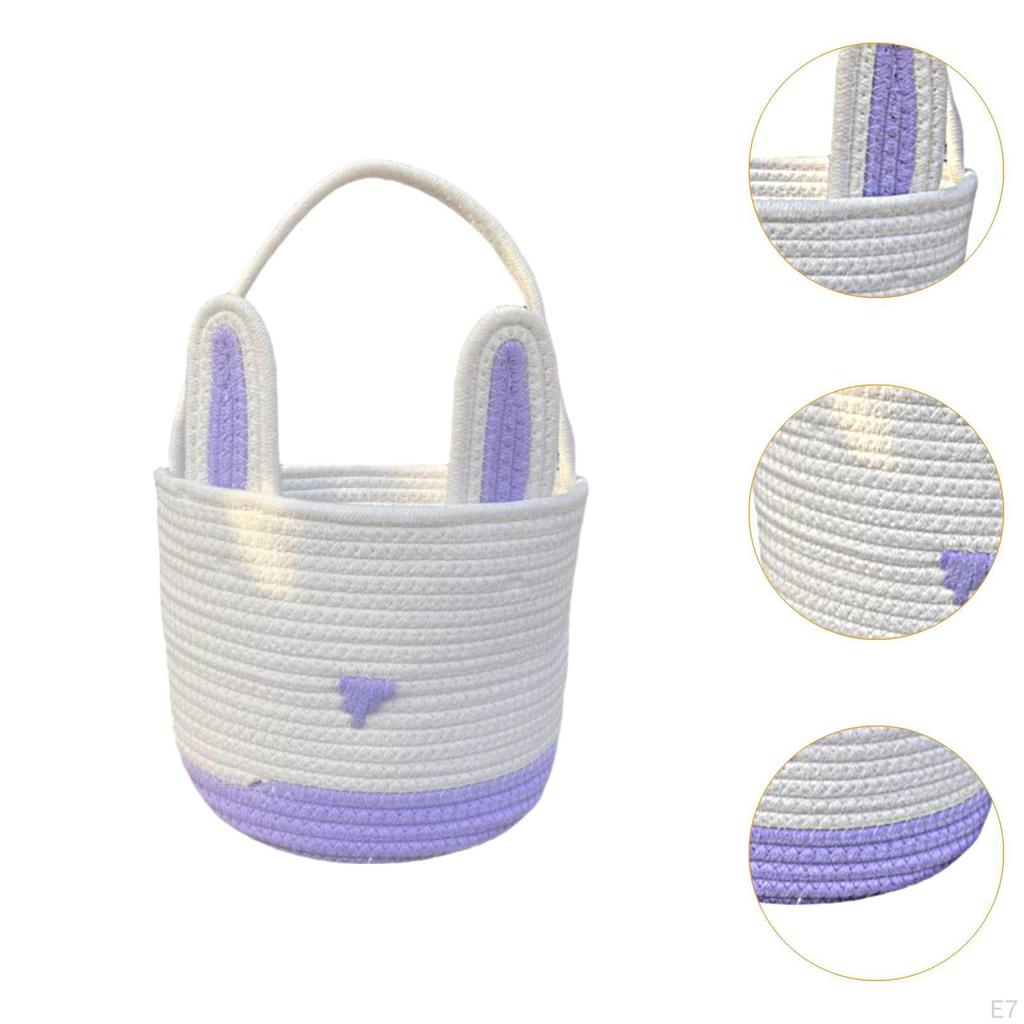 Easter Basket Eggs Bag Handwoven Woven Rope for Boys Girls Kids Children Party