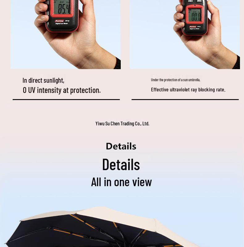 Q Fully Automatic Extra-Large Umbrella: Sun & Rain Dual Use, Reinforced Anti-UV Sunshade for Men & Women.