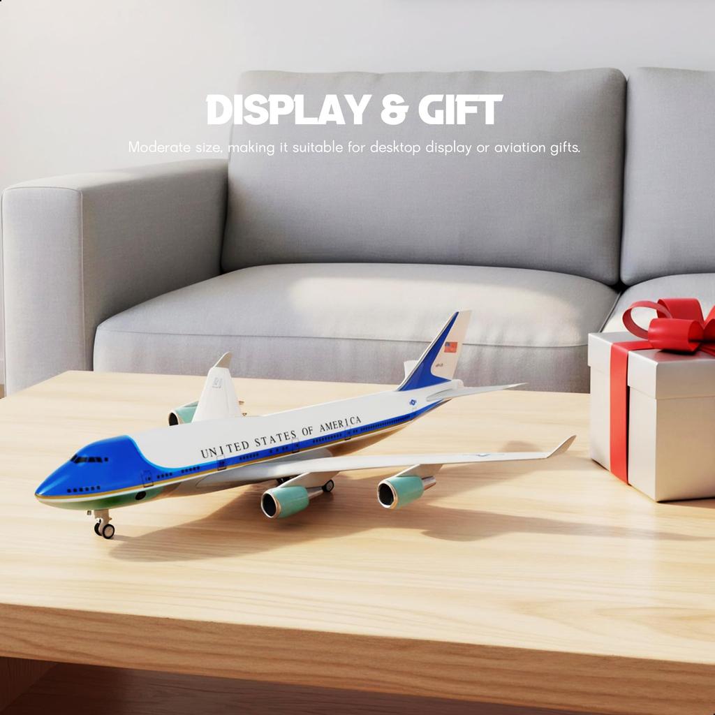 QIYUMOKE Air Force One 747 Aircraft Model Kit in Boeing 747 Resin Aircraft Model with Display Stand Adult Aviation Item 1/240 (30cm length) -