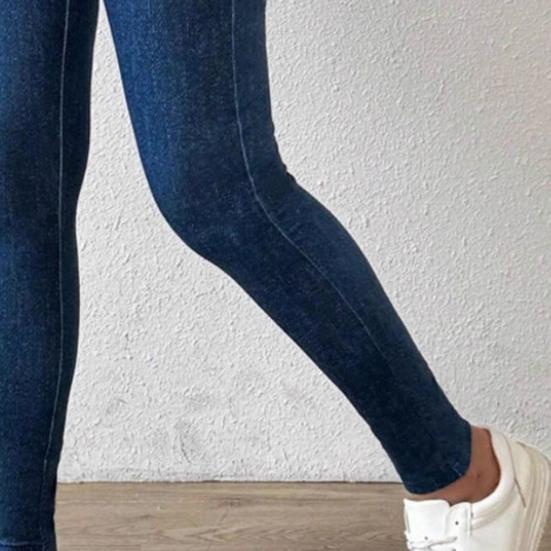 Női Ceruza Nadrág Műbőr Farmer Magas Derék Bársony Bélésű Meleg Leggings Szűk Illeszkedésű Nadrág Zsebekkel Munkába Is Iskola Ruházat