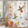 Beautiful Flower And Bird Printed Shower Curtain Partition Privacy Hanging Home Decoration Curtain With Hooks Machine Washable