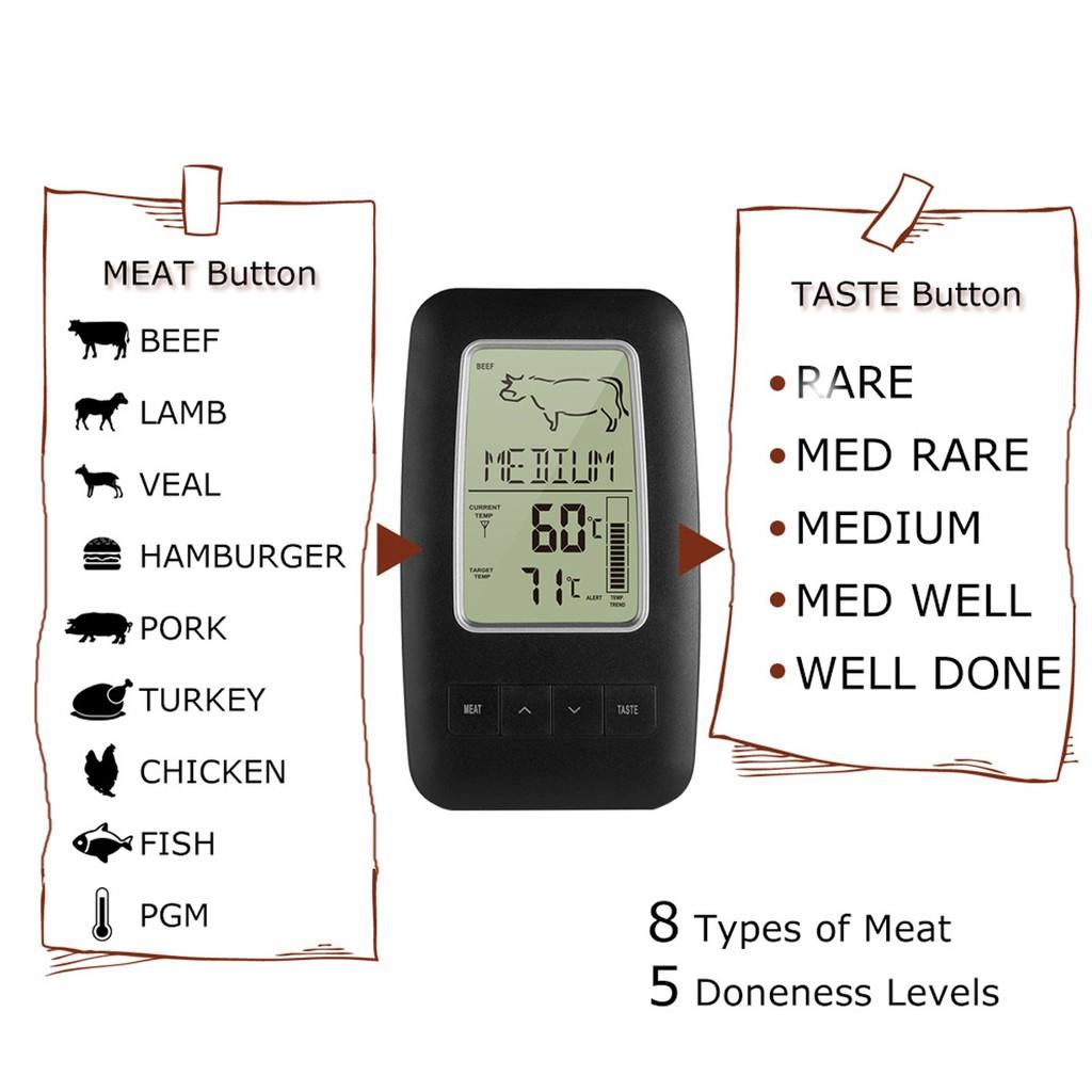 Kitchen Cooking Grill Smoker Meat Thermometer with Probe & Timer Temperature Alarm Thermometer New