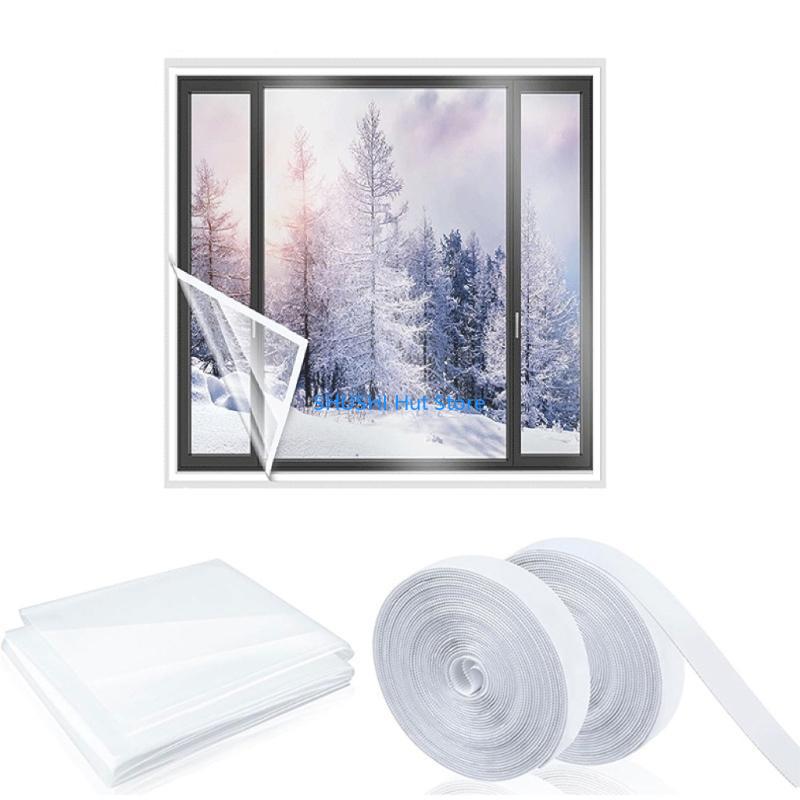 

Indoor Shrink Film Set Plastic Window Covers Cuttable Clear PE Film for Home D57B