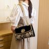 Snake Print Patent Leather Chain Shoulder Bag