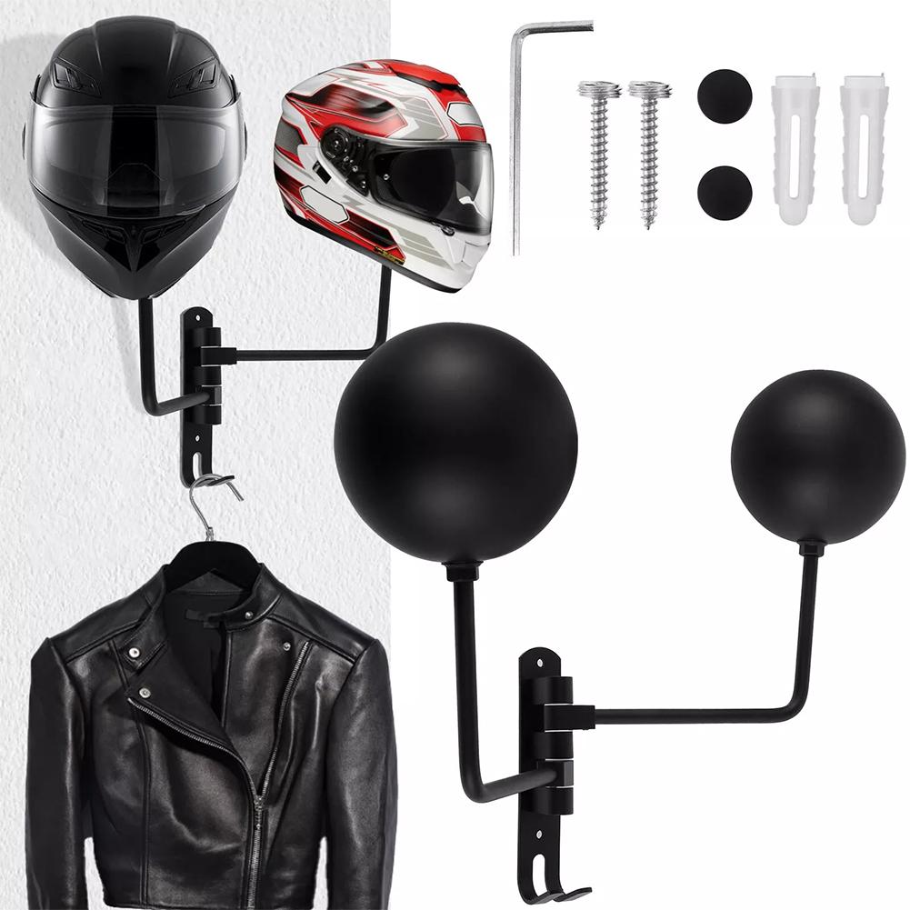 1/2pcs Motorcycle Helmet Rack Wall Mount With Hooks Metal Bicycle Helmet Display Hanger Stand For Coats Caps Rugby Helmet N6V2