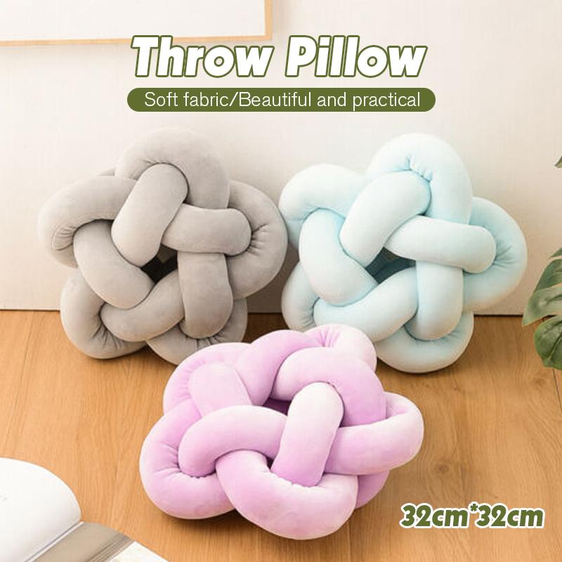 Cotton Hand Knot Back Cushions Cozy Car Lumbar Waist Back Pillow Home Decor Sofa Seat Cushion Soft Office Hand Rest Pillows