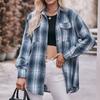 Autumn and winter new casual fashion loose plaid button shirt autumn new products women's long-sleeved top 6803