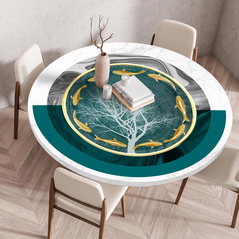 

60/70/80/90/100/120/140cm Elastic Fitted Round Plastic Vinyl Table Cloth Backing Elastic Edge Waterproof Table Cover Tischdecke Diameter 60cm(24in)