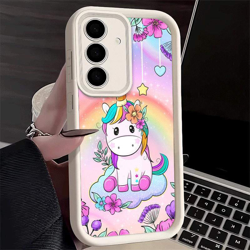 Phone Case for Samsung Galaxy A17 A16 A15 A14 A13 Pink Unicorn Rainbow A56 A36 A26 A55 A35 A25 A54 A34 A24 A53 A33 A23 A07 A06