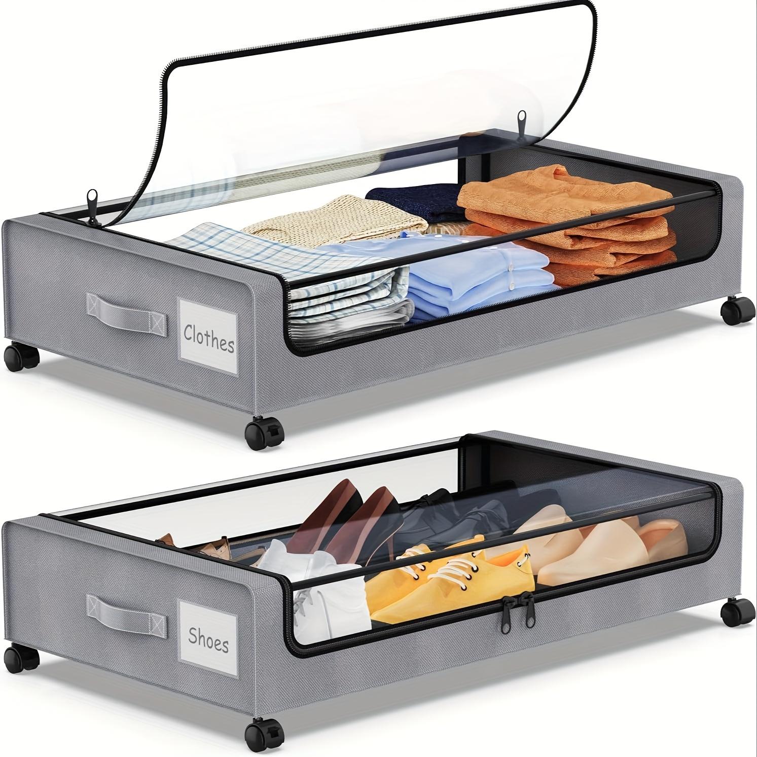 

cand Lids-Space - saving Pull - out Storage Containers for Shoes and Clothes.Ideal for Dorm Bedrooms 80*43.5*16cm сірий