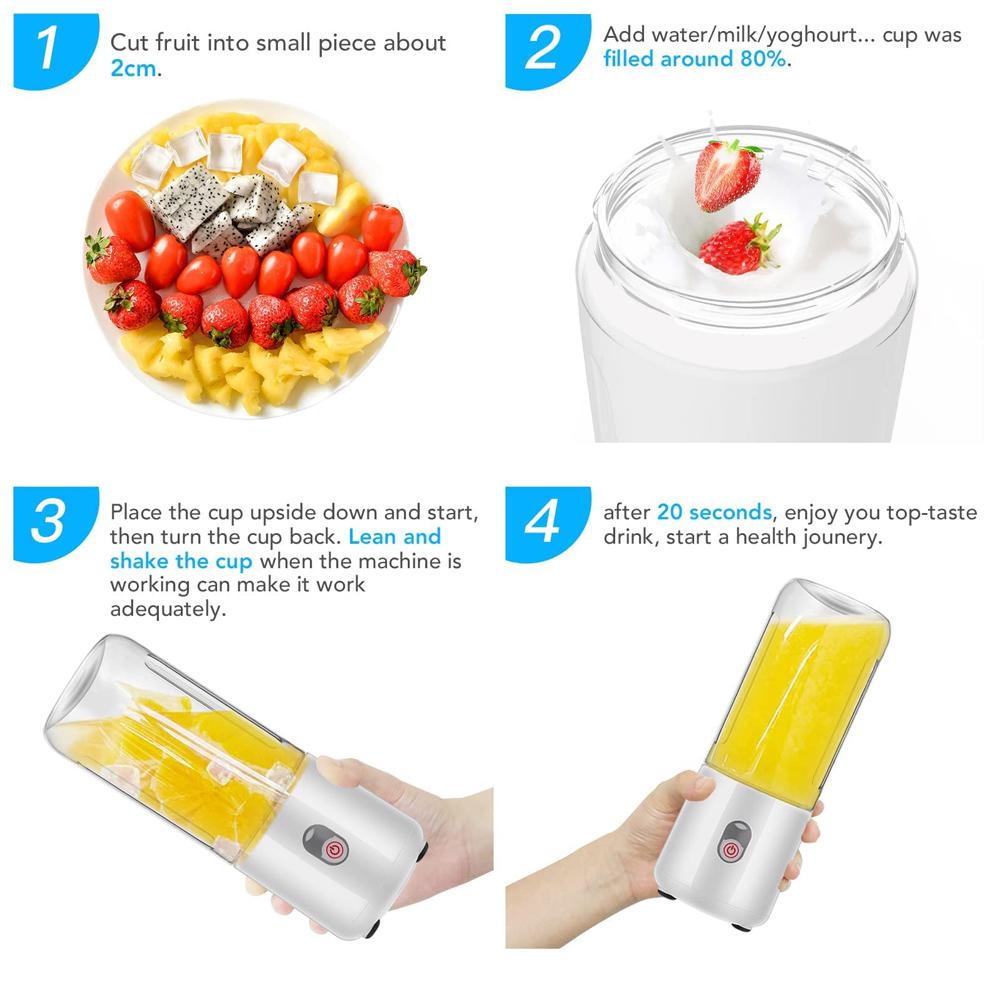 Přenosný mixér Mini odšťavňovač Nabíjecí mixér na smoothie Elektrický mixér na ovoce Odšťavňovač na pomerančový mléčný koktejl