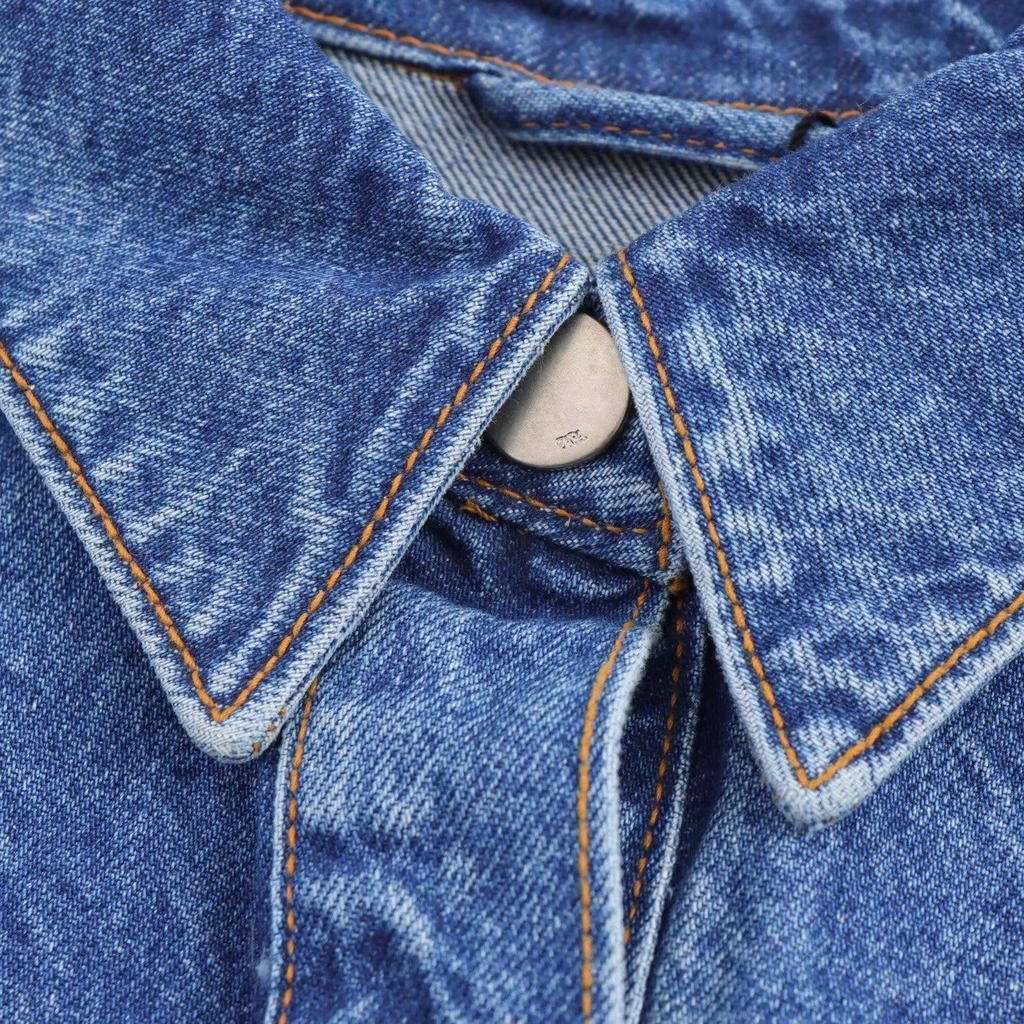 2025 Spring Women's Casual Loose Denim Midi Dress with Button Decor