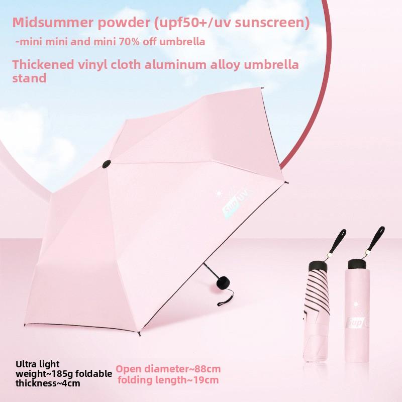 

Сверхлегкий, Маленький и Портативный Зонт от Солнца из Винила из Алюминиевого Сплава Суперпрочный Ультрафиолетовый Солнечный Зонт для Женщин Iron&6K розовый
