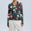 Women's Fashion Casual Print V-Neck Long Sleeve Button-Down Top